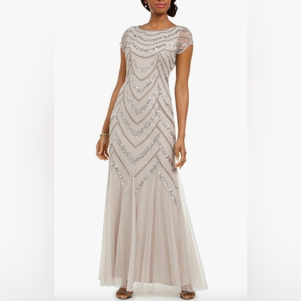 Adrianna Papell Women's Bead Covered Gown Marble color